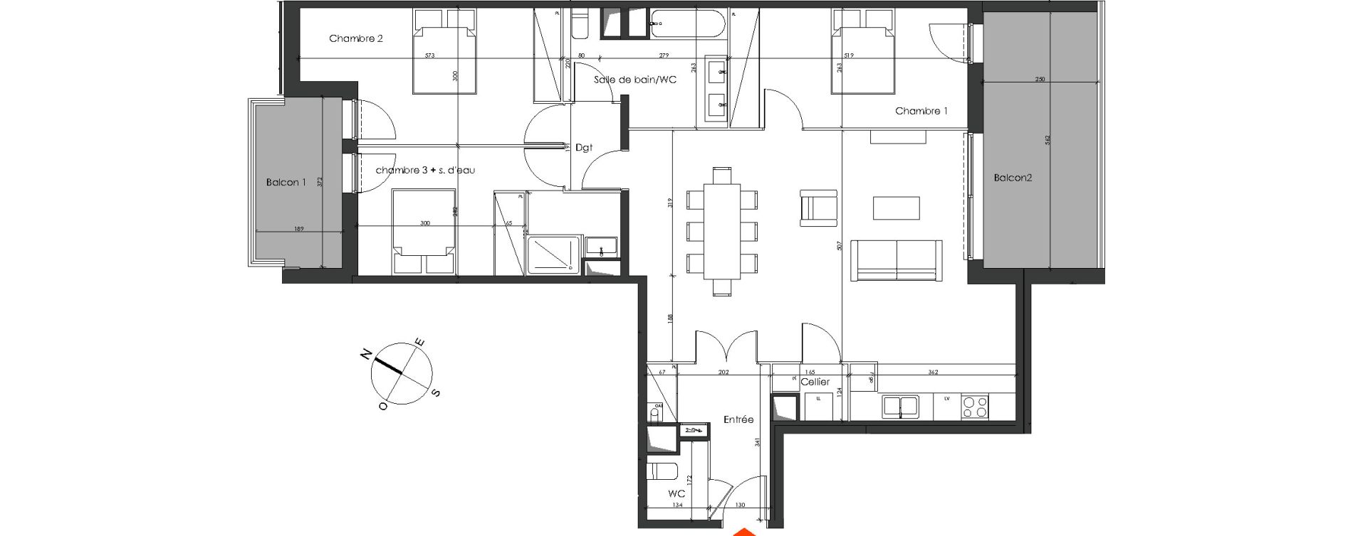 Appartement T4 de 106,84 m2 &agrave; Talence Medoquine