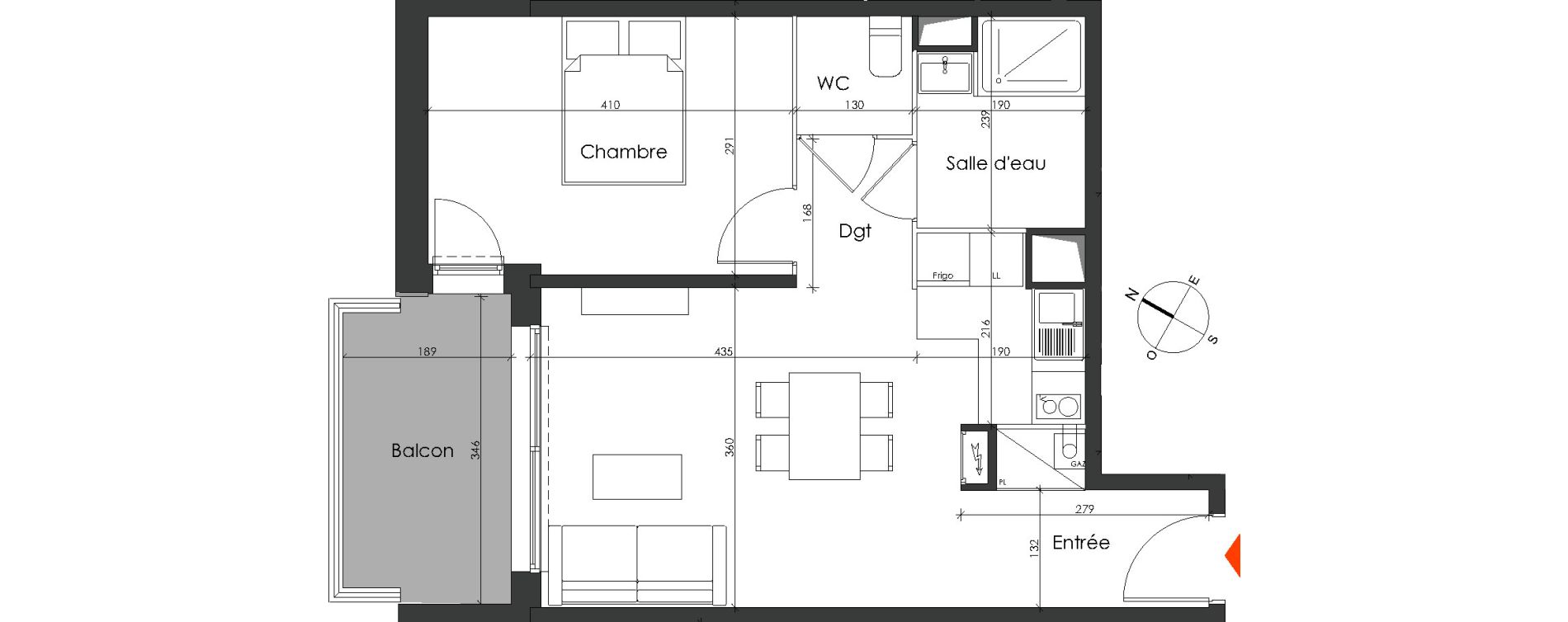 Appartement T2 de 44,26 m2 &agrave; Talence Medoquine