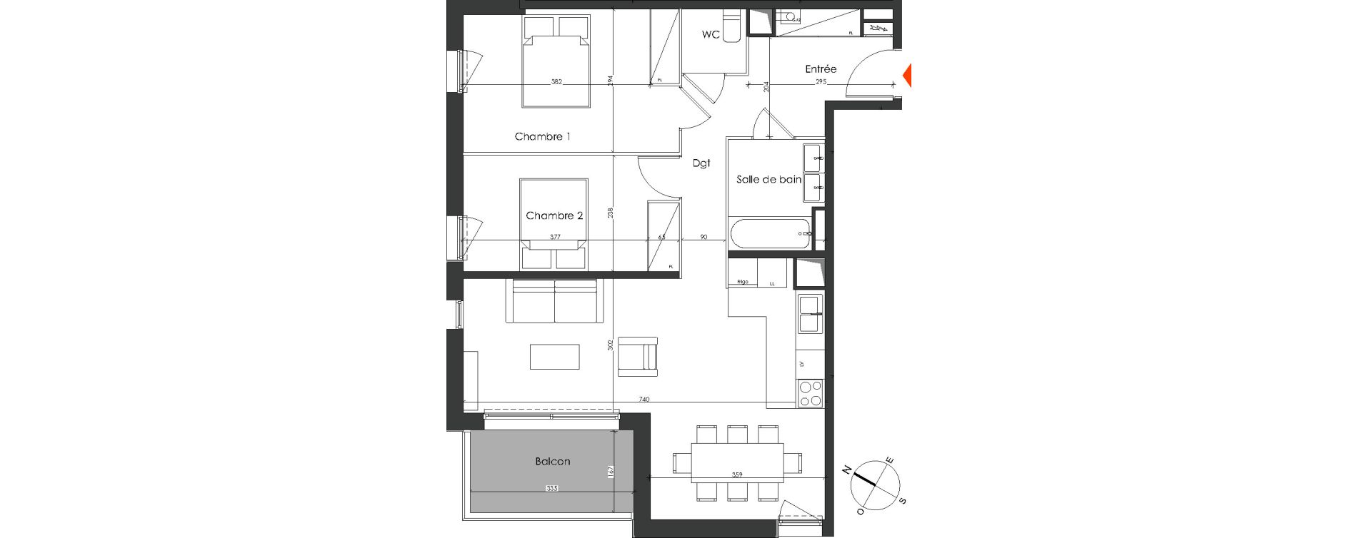 Appartement T3 de 68,17 m2 &agrave; Talence Medoquine