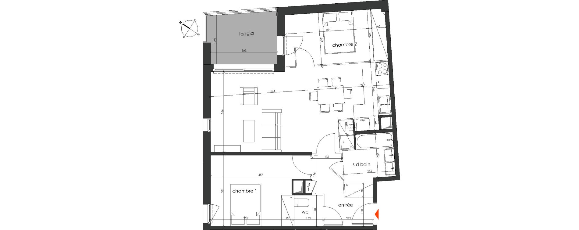 Appartement T3 de 66,00 m2 &agrave; Talence Medoquine