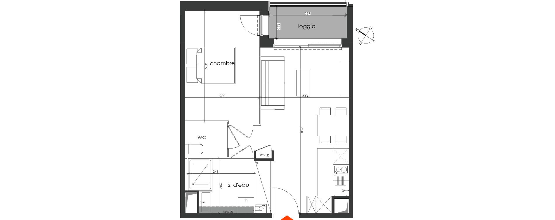 Appartement T2 de 40,86 m2 &agrave; Talence Medoquine