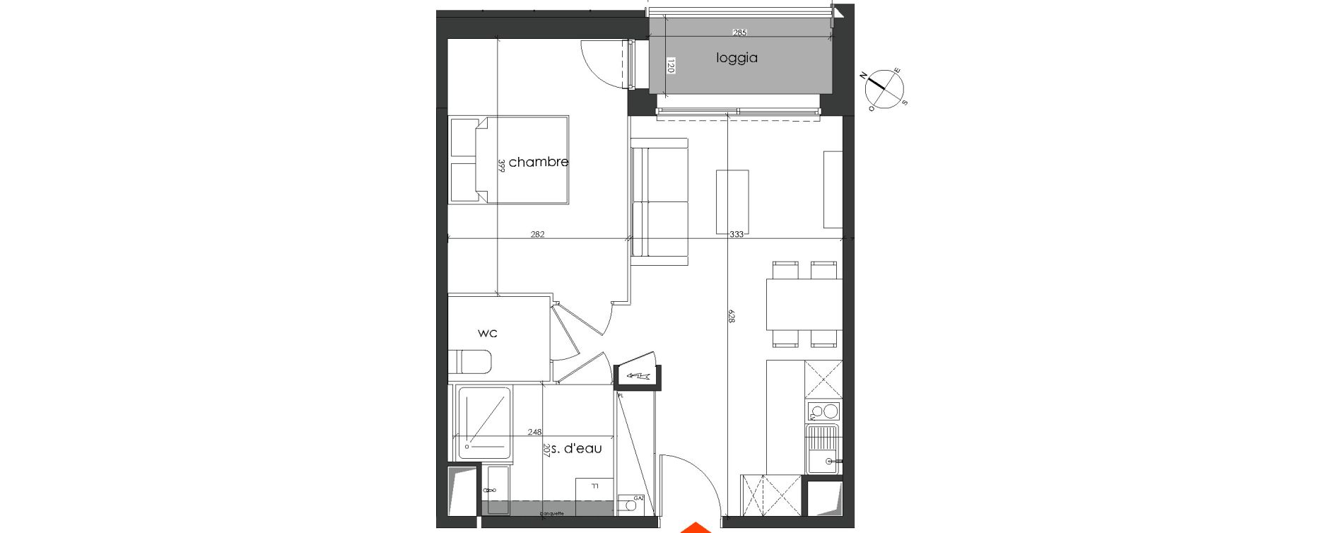 Appartement T2 de 40,39 m2 &agrave; Talence Medoquine