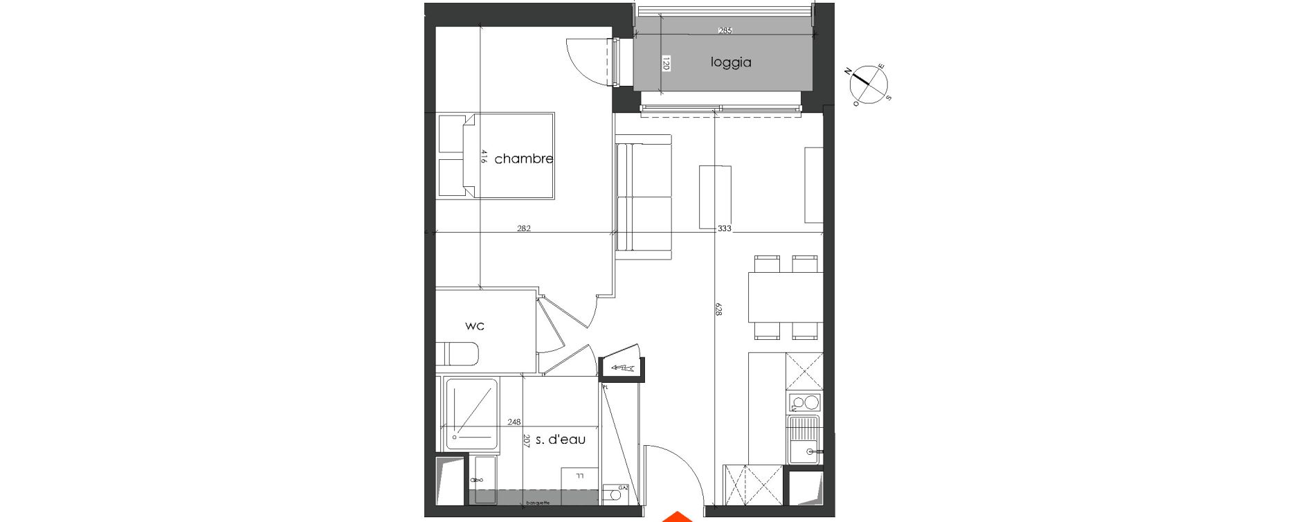 Appartement T2 de 40,86 m2 &agrave; Talence Medoquine