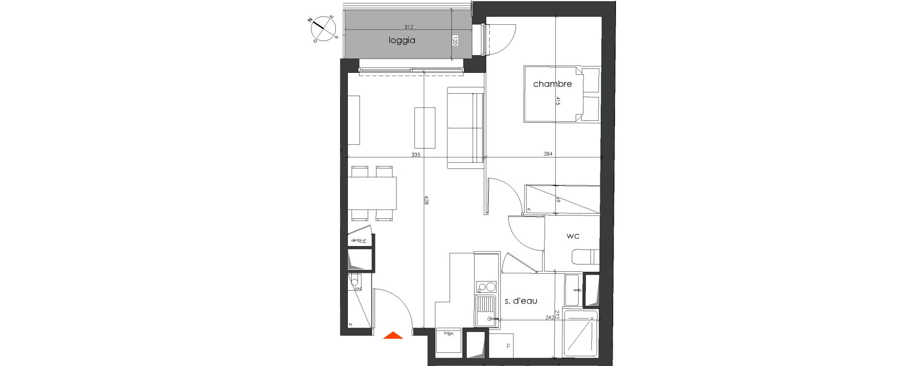 Appartement T2 de 43,65 m2 &agrave; Talence Medoquine