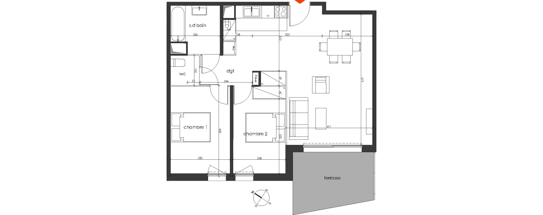 Appartement T3 de 66,73 m2 &agrave; Talence Medoquine