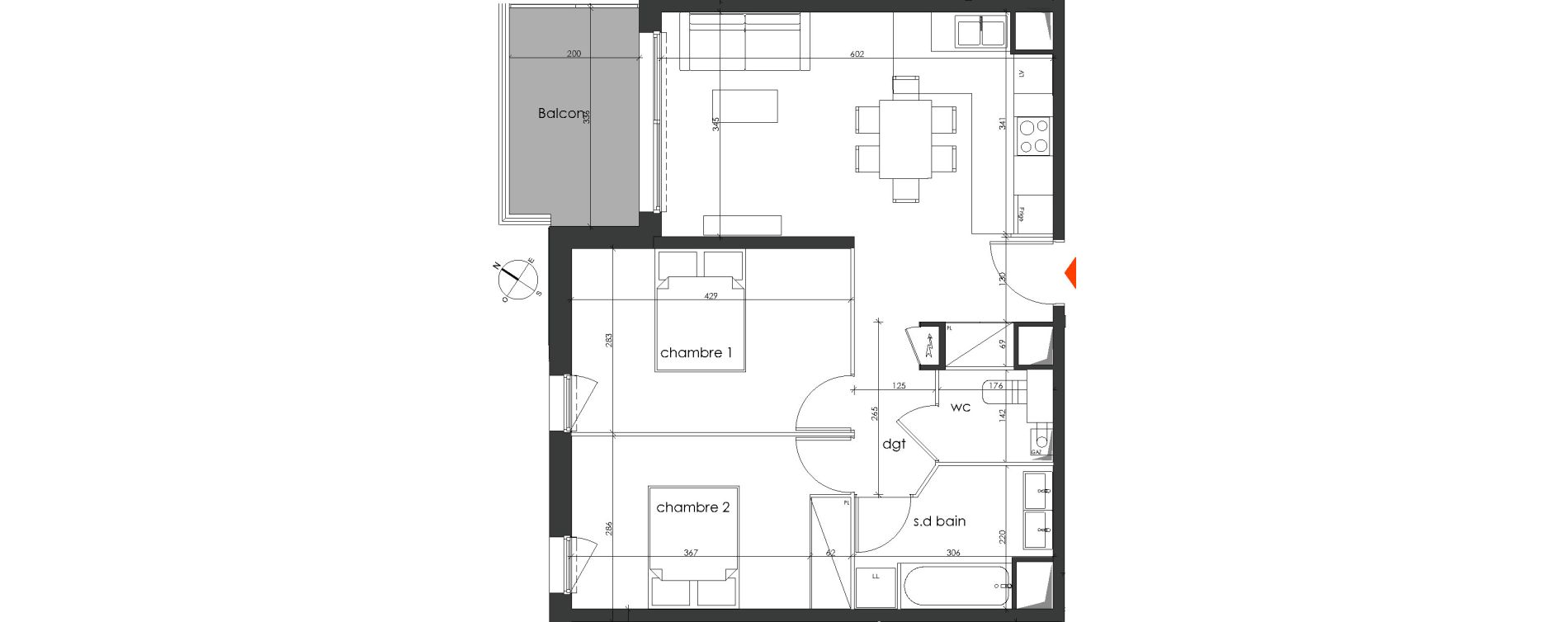 Appartement T3 de 59,82 m2 &agrave; Talence Medoquine