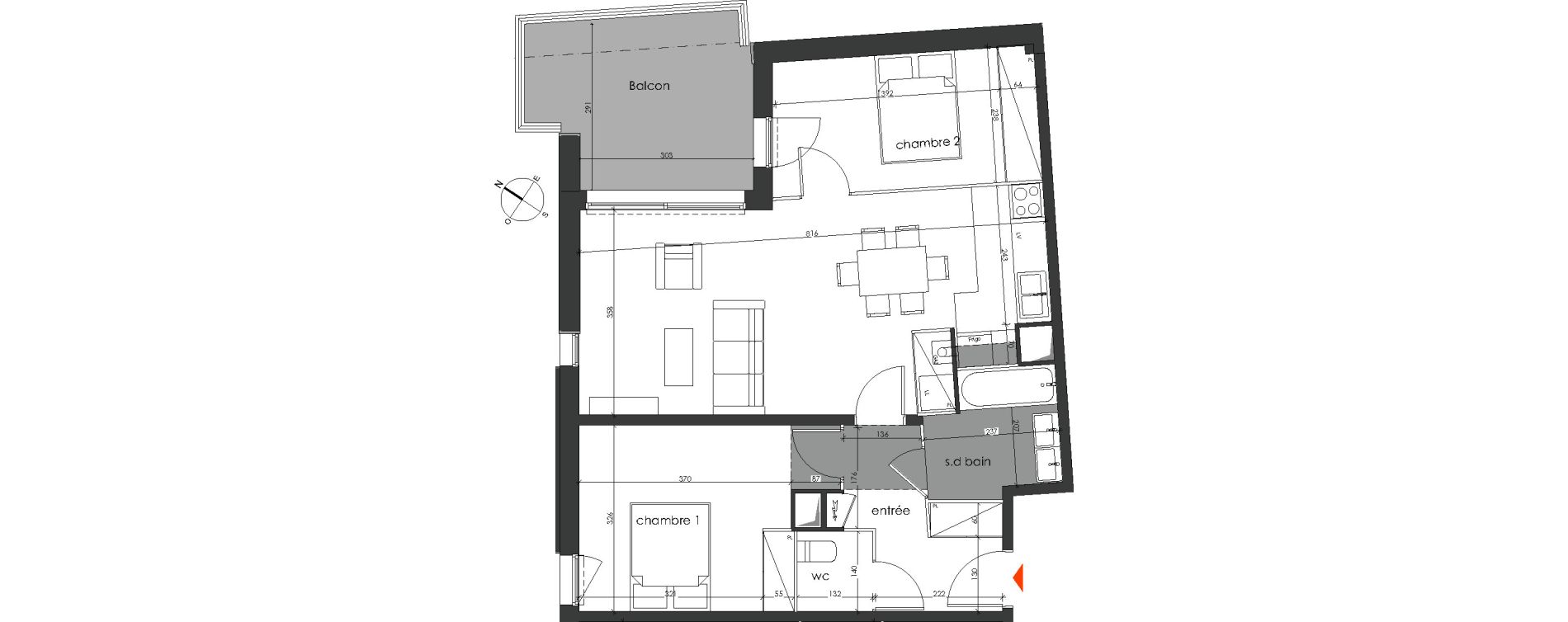 Appartement T3 de 65,84 m2 &agrave; Talence Medoquine