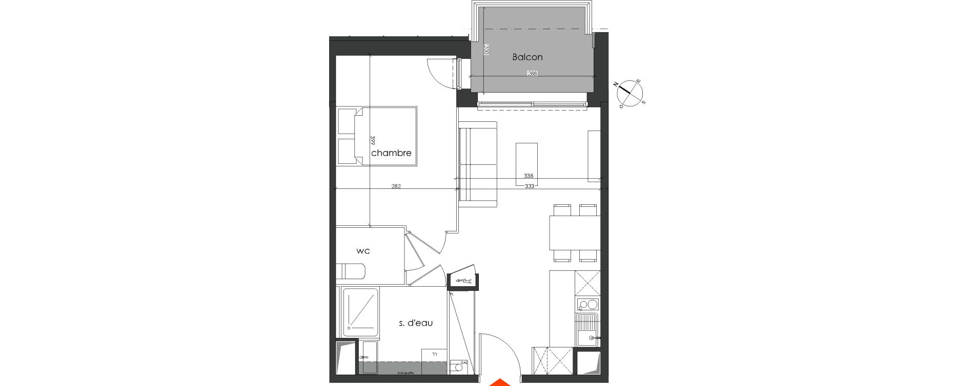 Appartement T2 de 40,40 m2 &agrave; Talence Medoquine