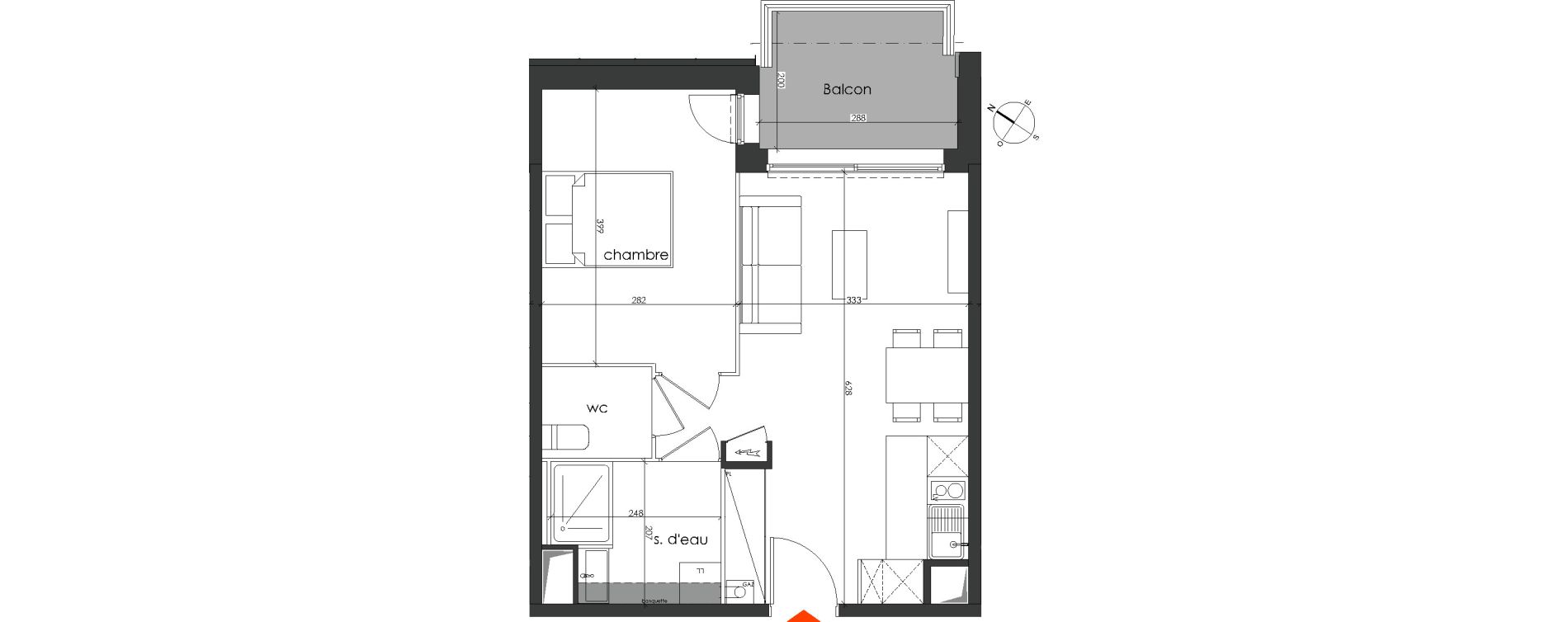 Appartement T2 de 40,40 m2 &agrave; Talence Medoquine