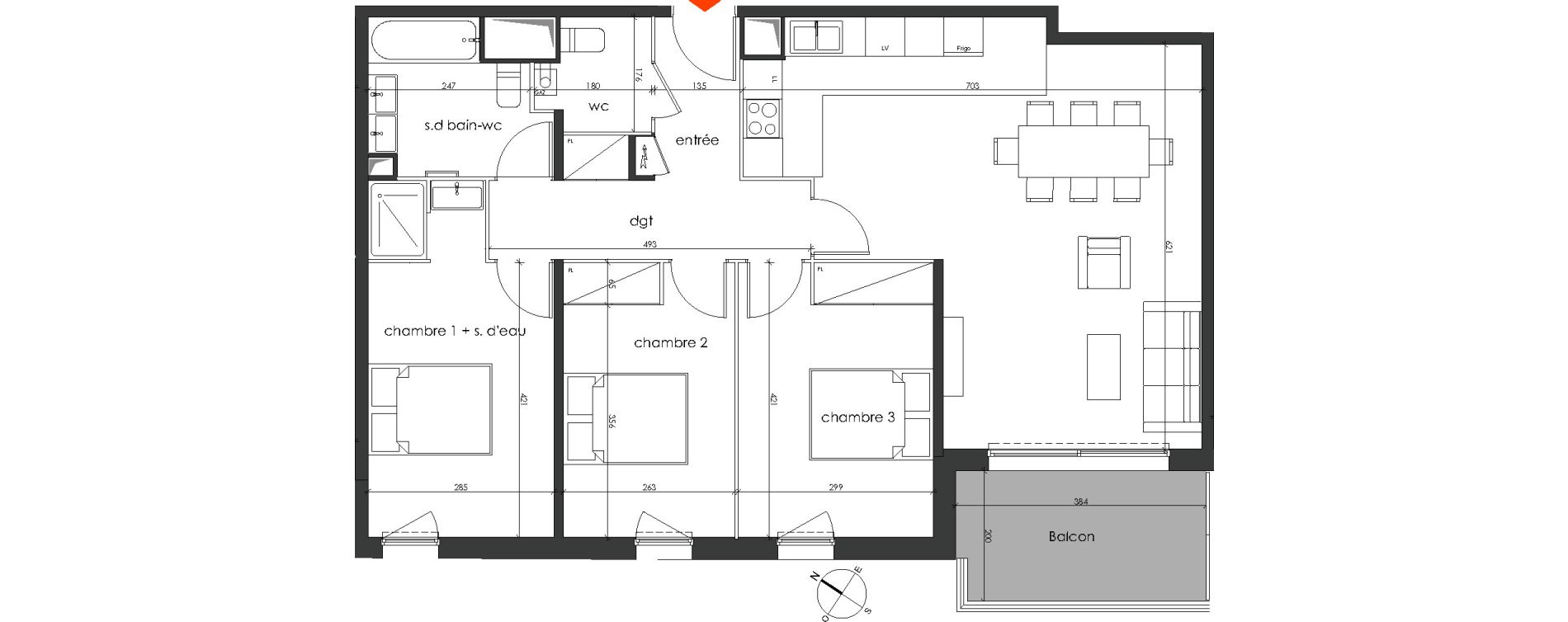 Appartement T4 de 90,93 m2 &agrave; Talence Medoquine