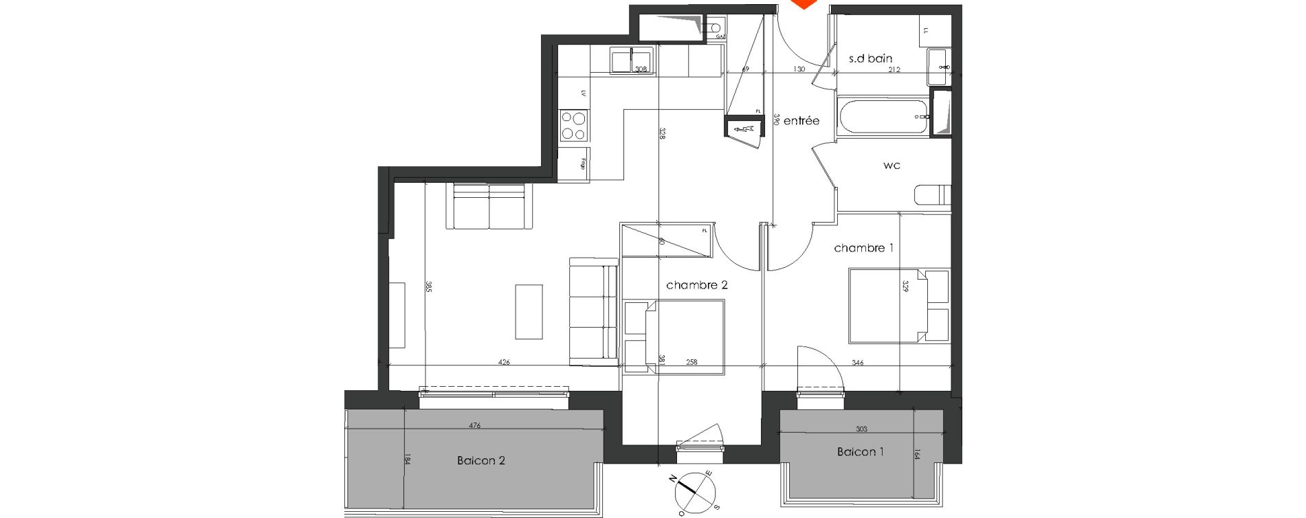 Appartement T3 de 61,95 m2 &agrave; Talence Medoquine