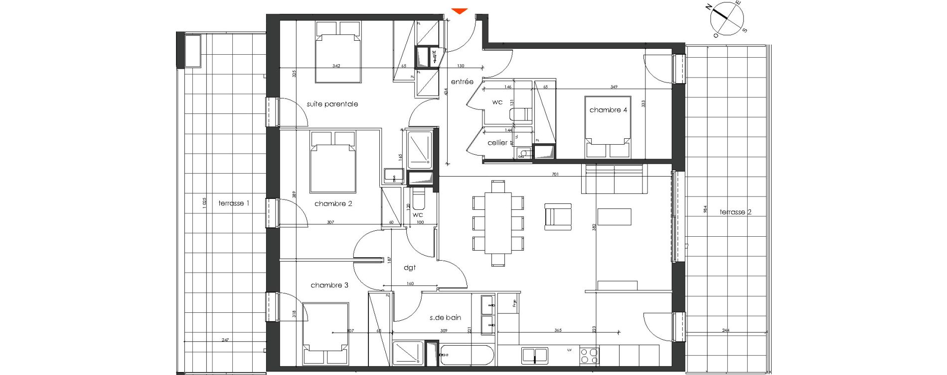 Appartement T5 de 112,97 m2 &agrave; Talence Medoquine