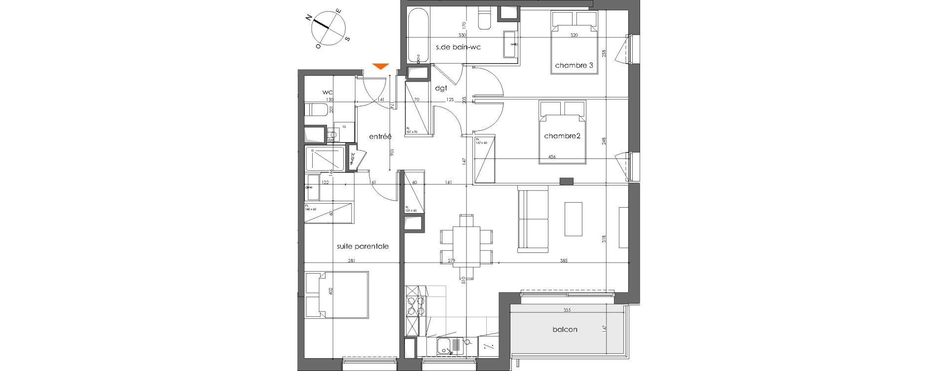 Appartement T4 de 81,84 m2 &agrave; Talence Medoquine