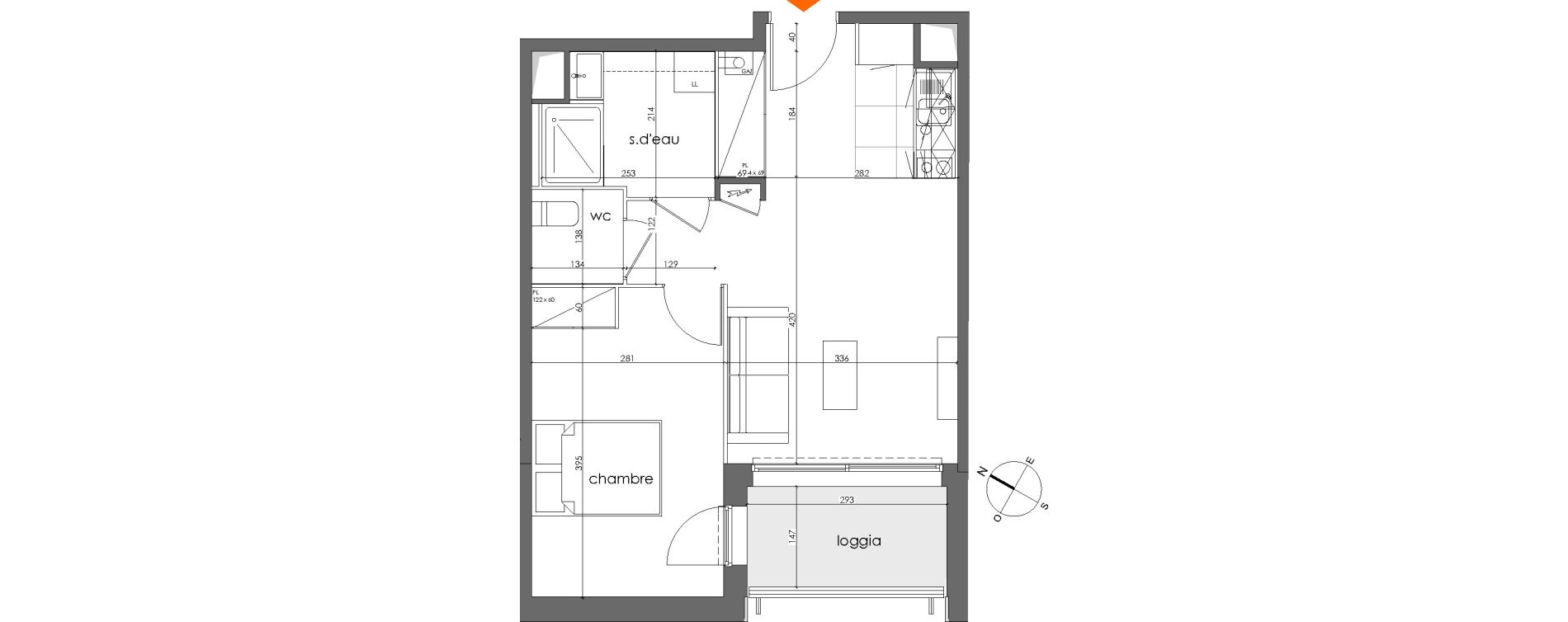 Appartement T2 de 42,37 m2 &agrave; Talence Medoquine