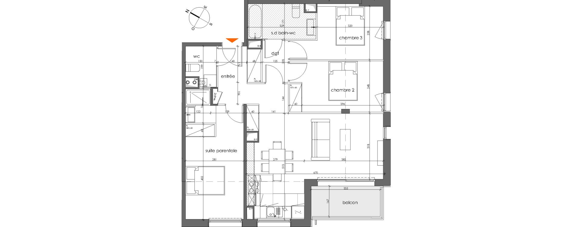Appartement T4 de 81,86 m2 &agrave; Talence Medoquine