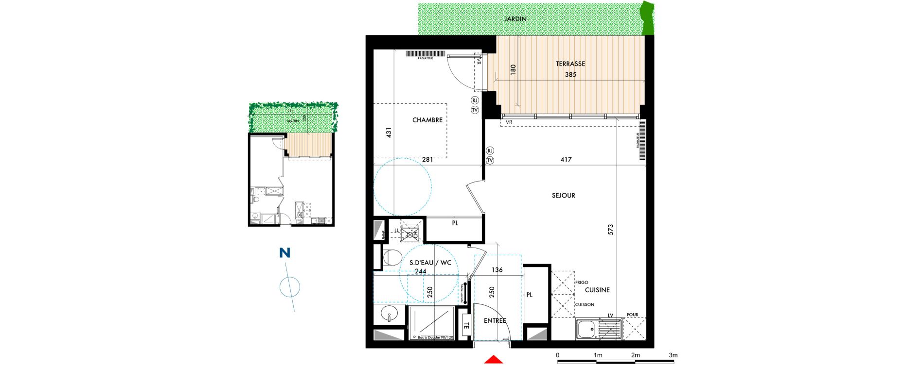 Appartement T2 de 43,22 m2 &agrave; Talence Centre