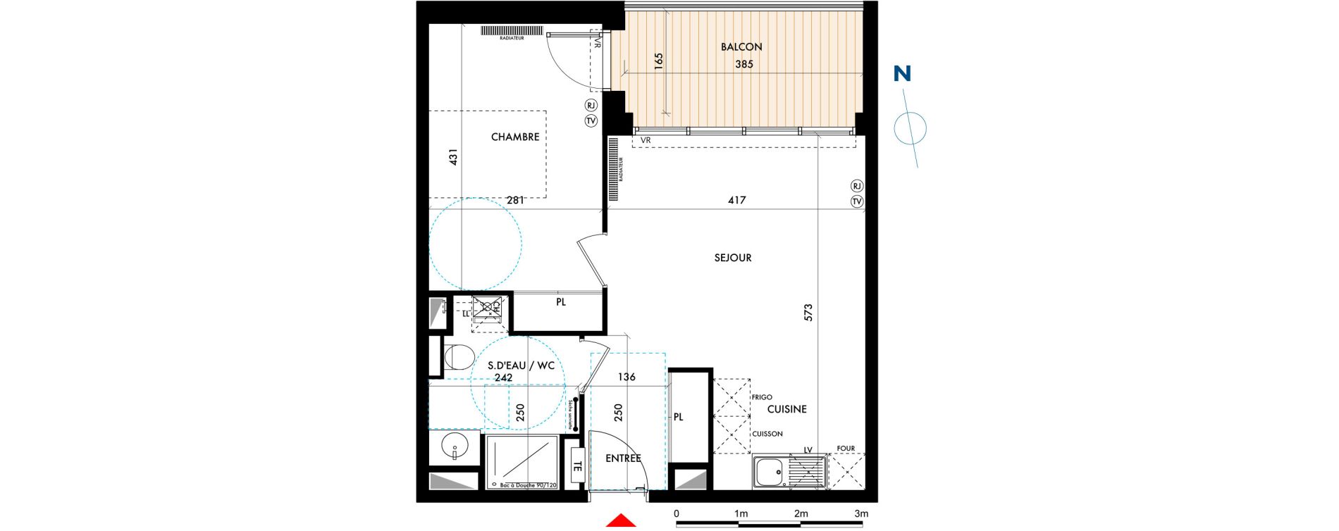Appartement T2 de 43,22 m2 &agrave; Talence Centre