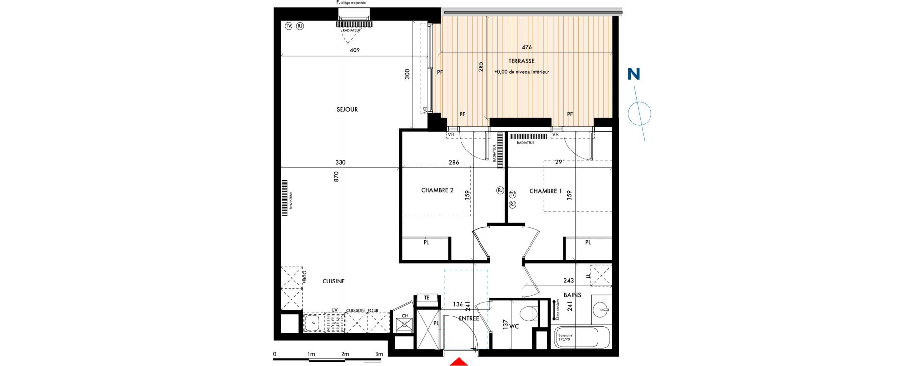 Appartement T3 de 64,12 m2 &agrave; Talence Centre