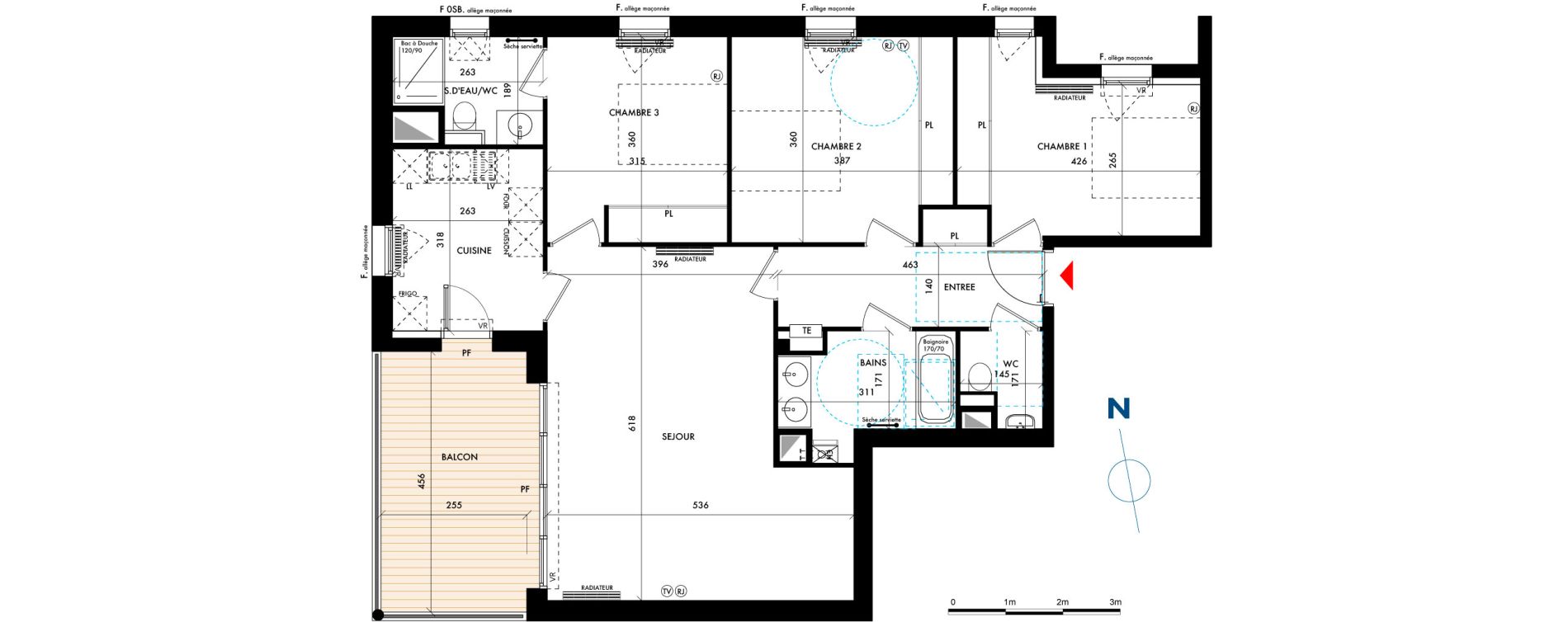 Appartement T4 de 91,88 m2 &agrave; Talence Centre