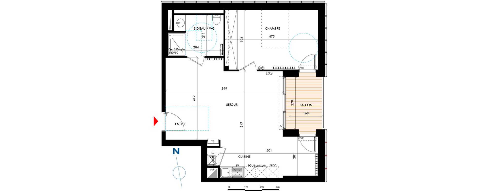 Appartement T2 de 53,76 m2 &agrave; Talence Centre