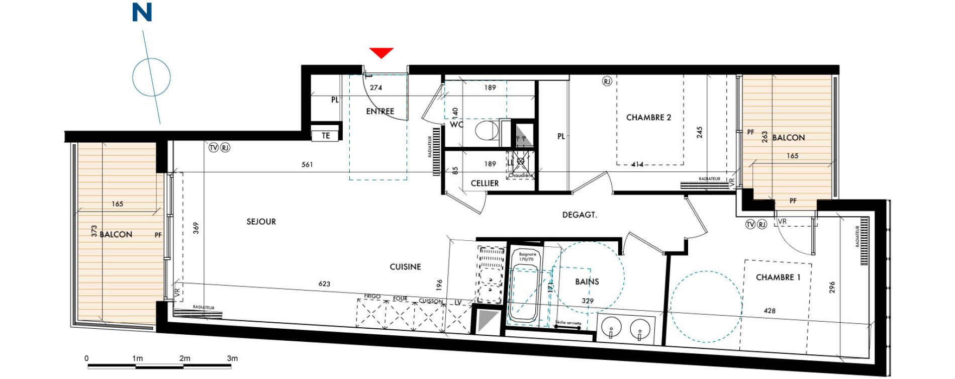 Appartement T3 de 64,01 m2 &agrave; Talence Centre