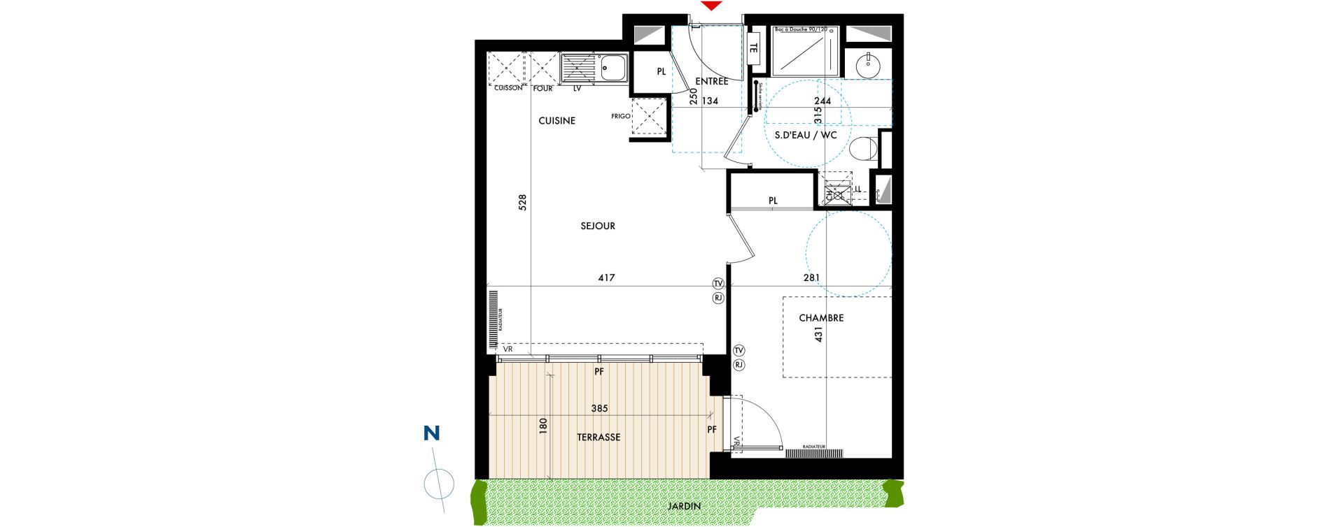 Appartement T2 de 42,06 m2 &agrave; Talence Centre