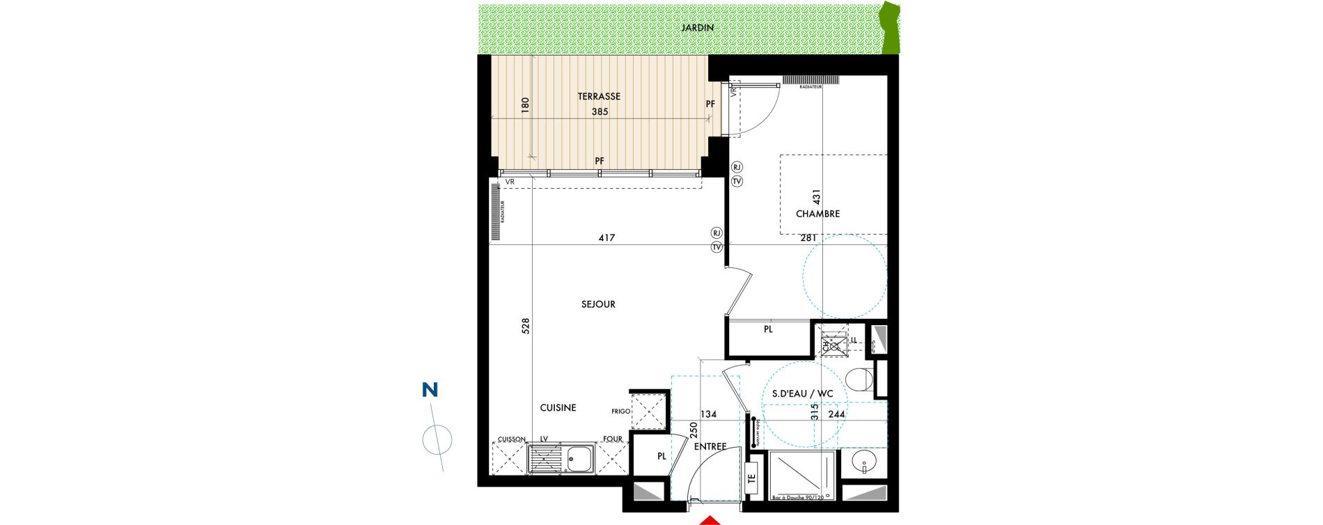 Appartement T2 de 42,06 m2 &agrave; Talence Centre