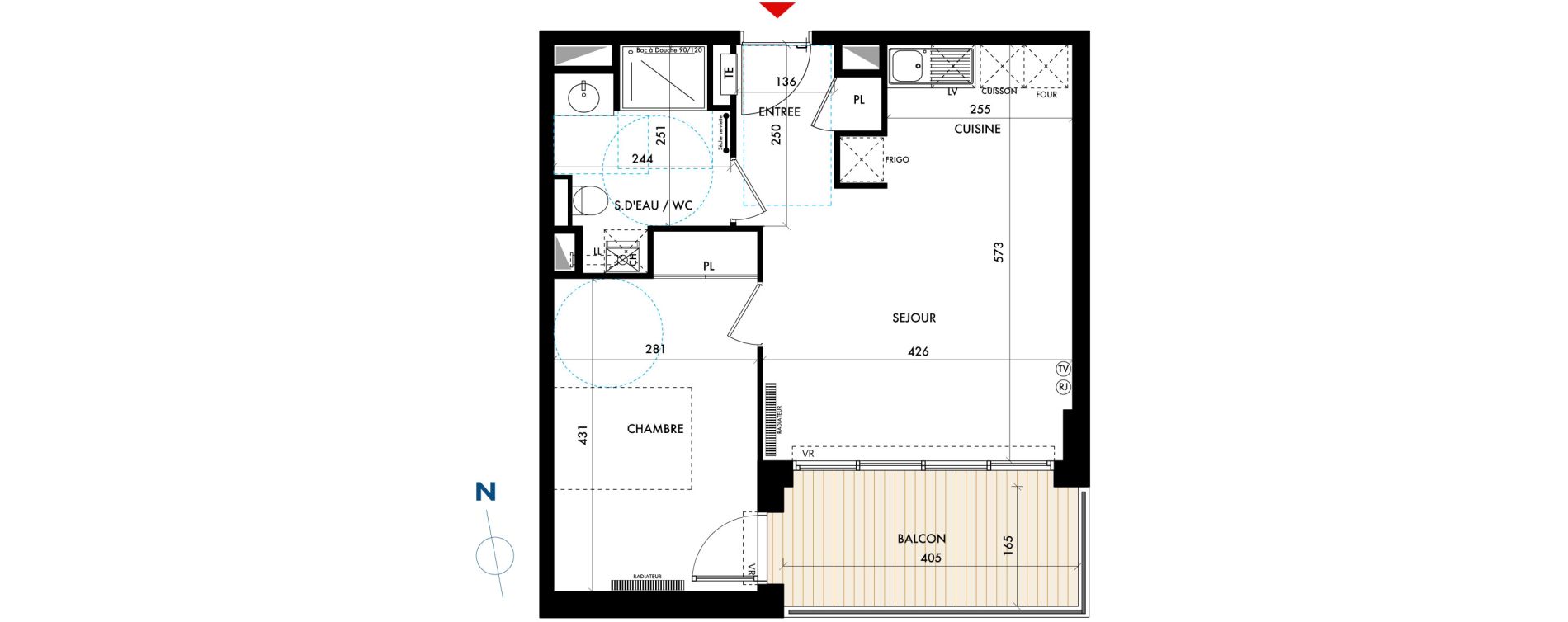 Appartement T2 de 43,66 m2 &agrave; Talence Centre