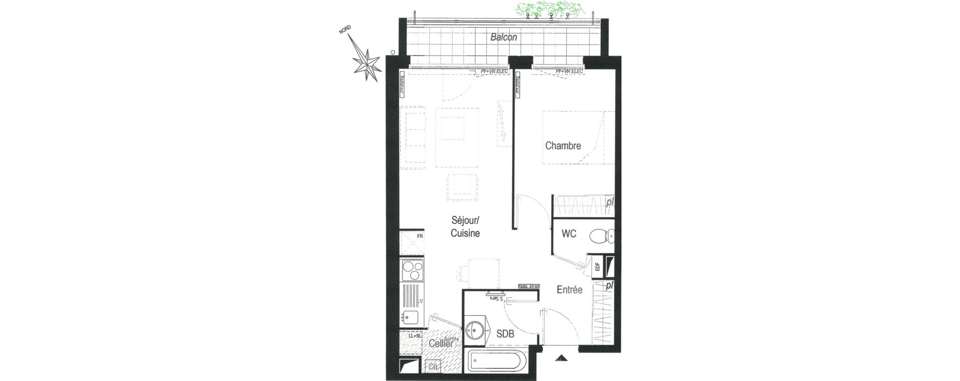 Appartement T2 de 43,50 m2 &agrave; Talence Centre