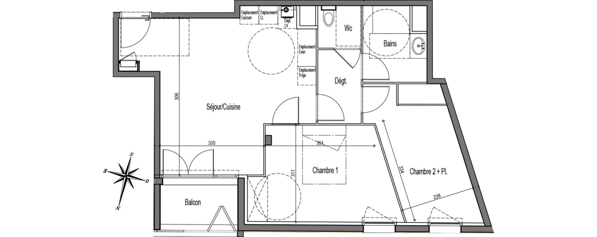 Appartement T3 de 59,79 m2 &agrave; Talence Medoquine