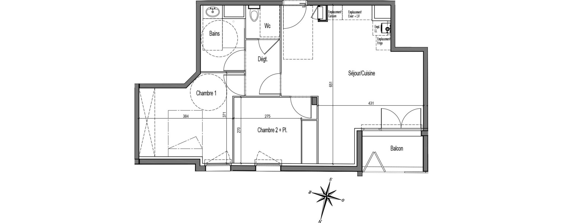 Appartement T3 de 57,66 m2 &agrave; Talence Medoquine