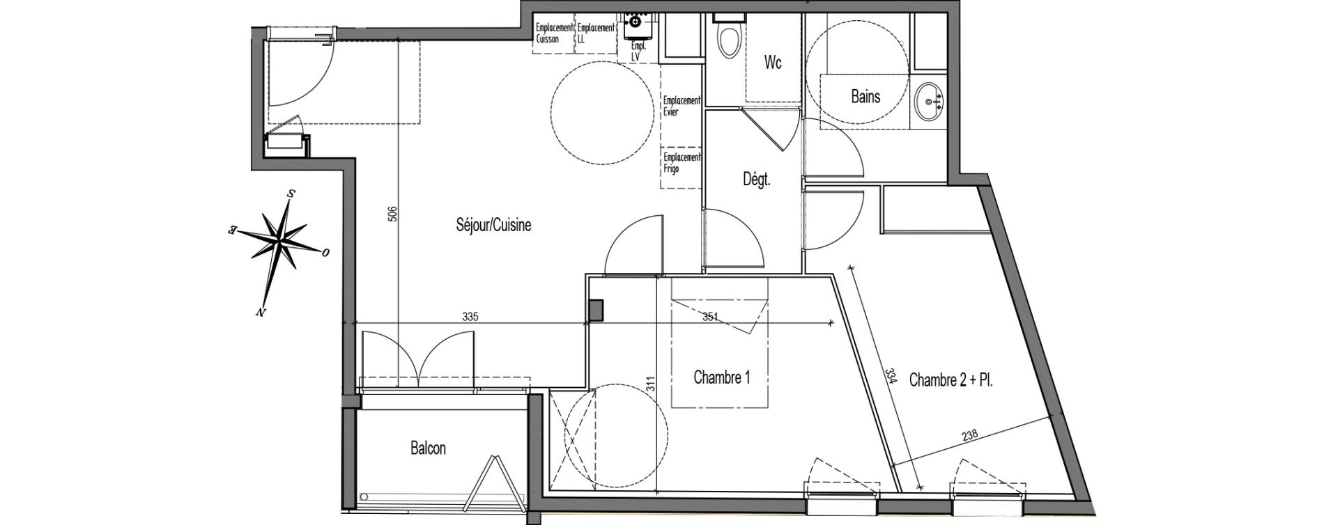 Appartement T3 de 59,79 m2 &agrave; Talence Medoquine