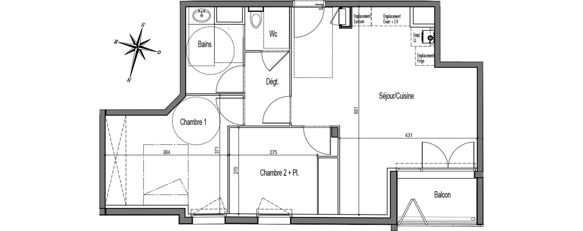 Appartement T3 de 59,79 m2 &agrave; Talence Medoquine