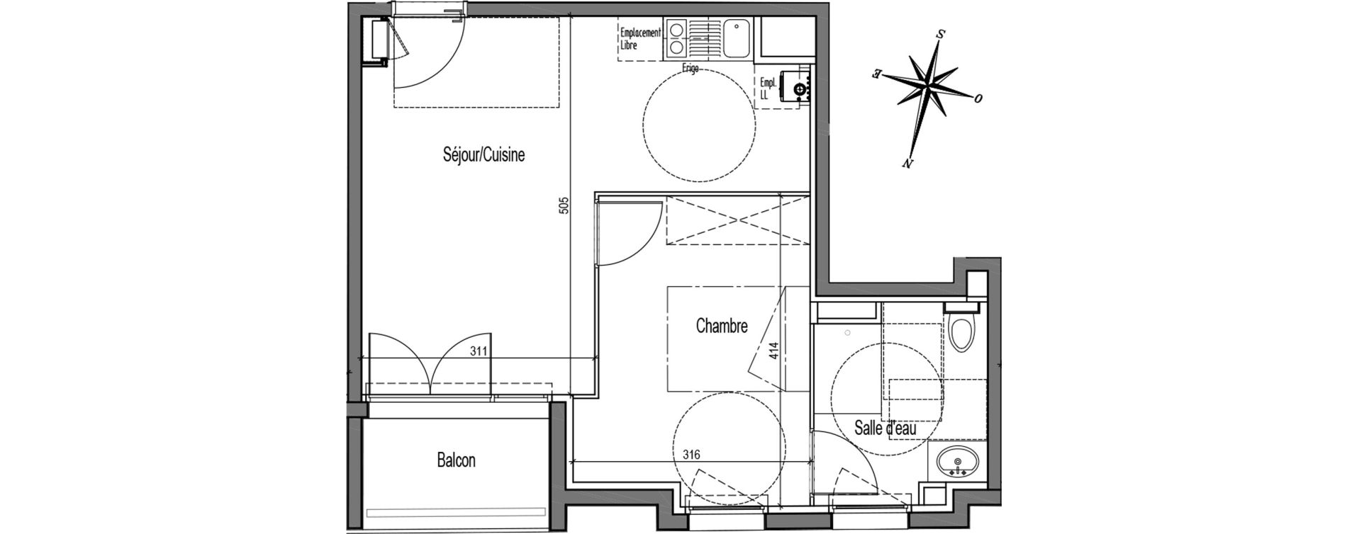 Appartement T2 de 39,20 m2 &agrave; Talence Medoquine