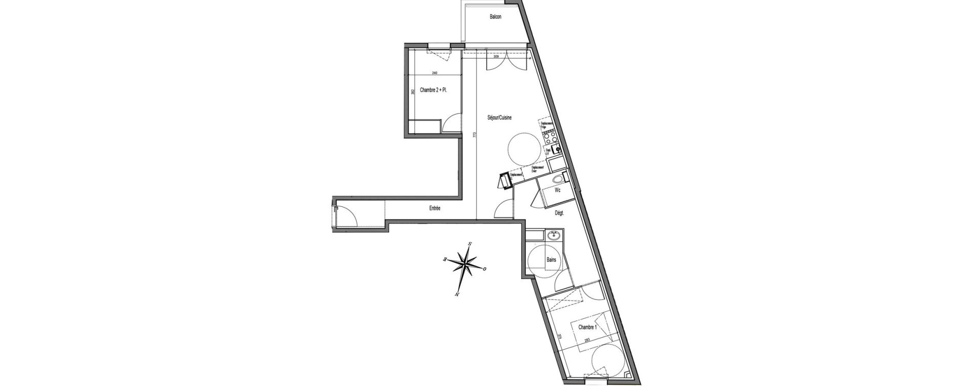 Appartement T3 de 67,56 m2 &agrave; Talence Medoquine