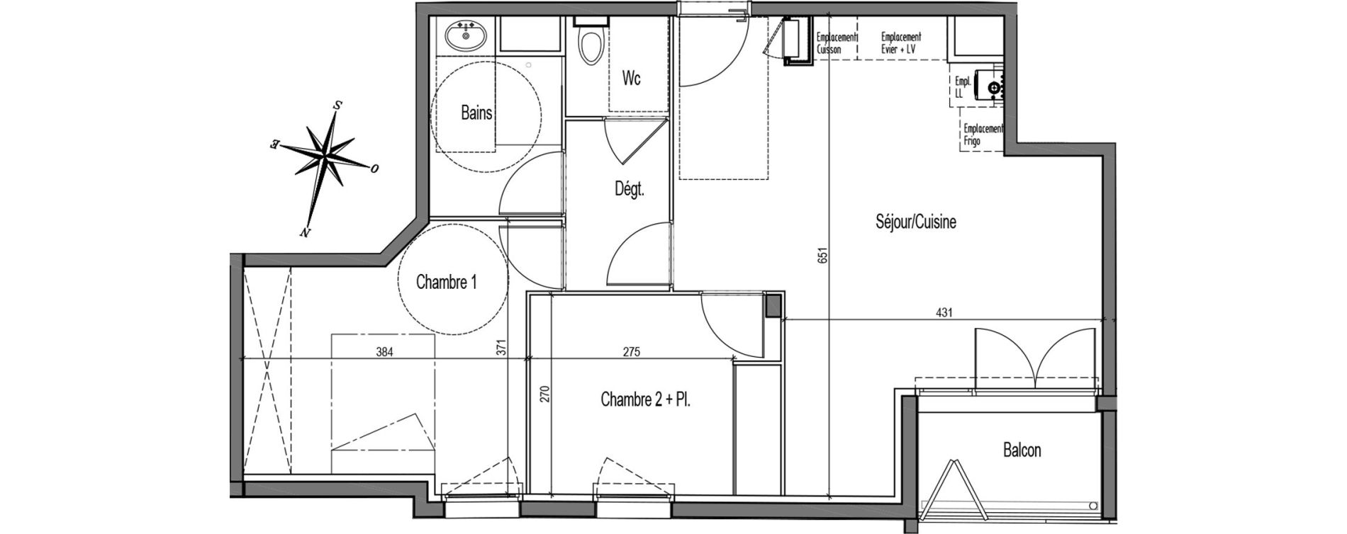 Appartement T3 de 57,66 m2 &agrave; Talence Medoquine
