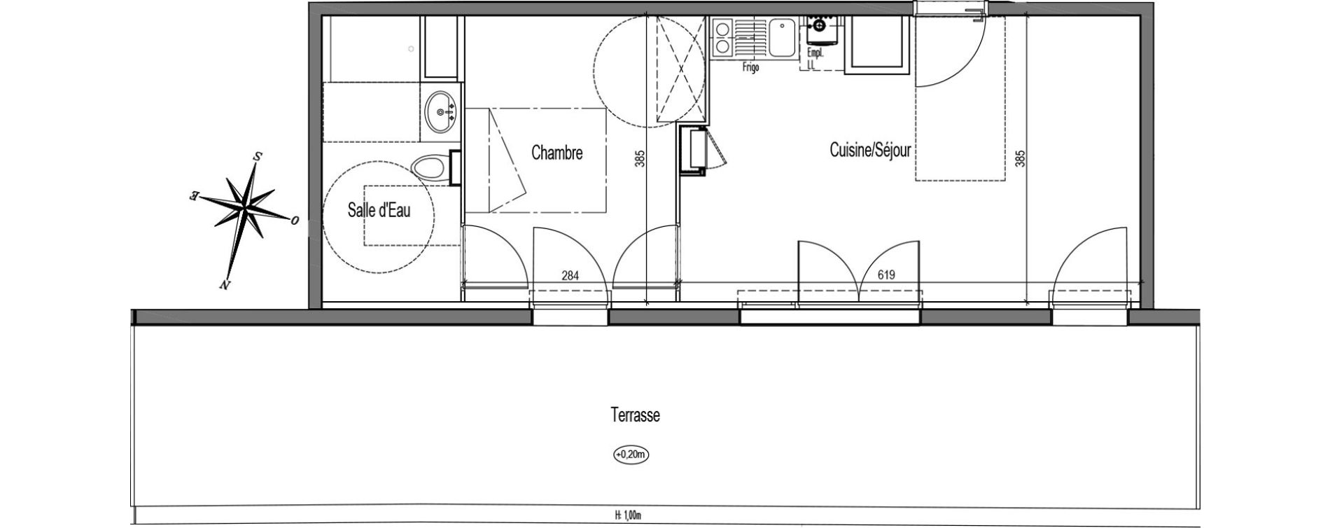 Appartement T2 de 40,52 m2 &agrave; Talence Medoquine