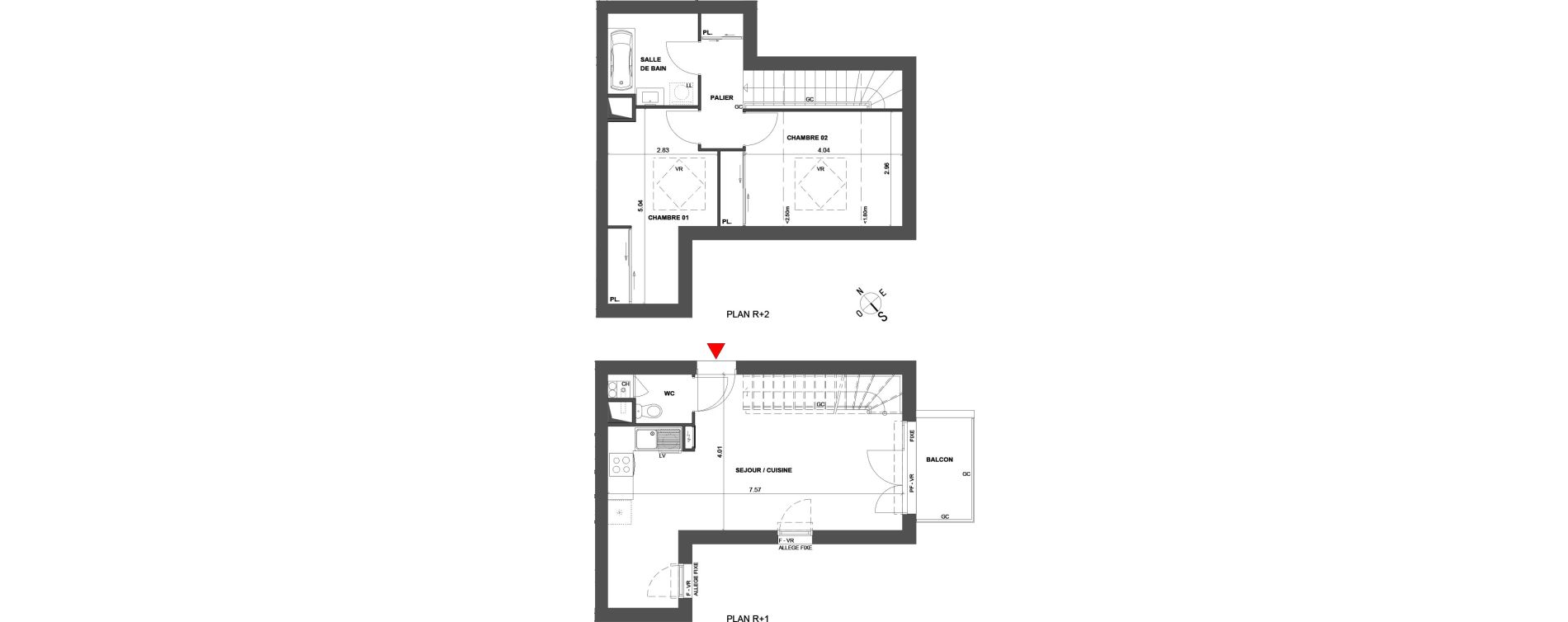 Duplex T3 de 60,50 m2 &agrave; Talence Saint-genes