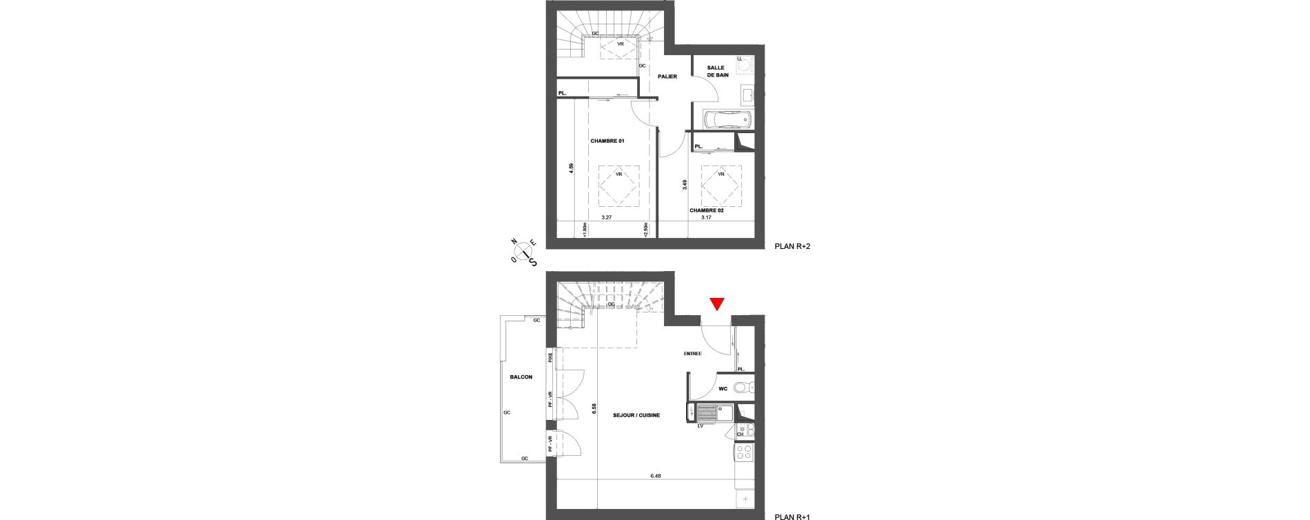 Duplex T3 de 70,80 m2 &agrave; Talence Saint-genes