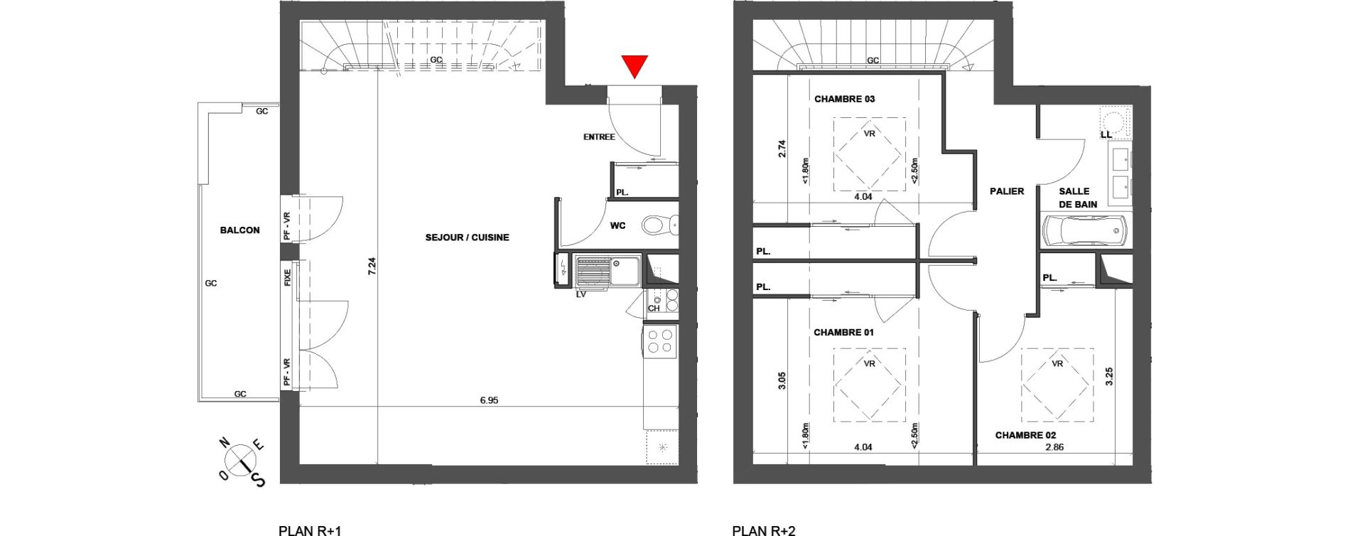 Duplex T4 de 88,10 m2 &agrave; Talence Saint-genes