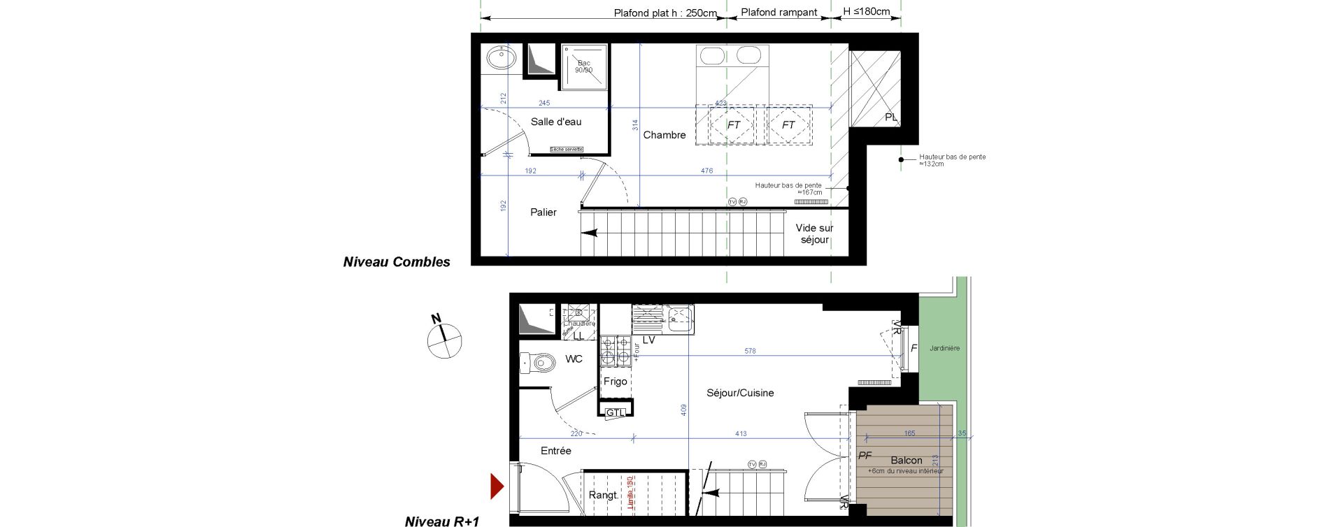 Duplex T2 de 45,81 m2 &agrave; Talence Centre