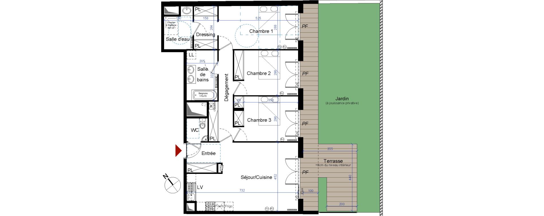 Appartement T4 de 98,02 m2 &agrave; Talence Centre