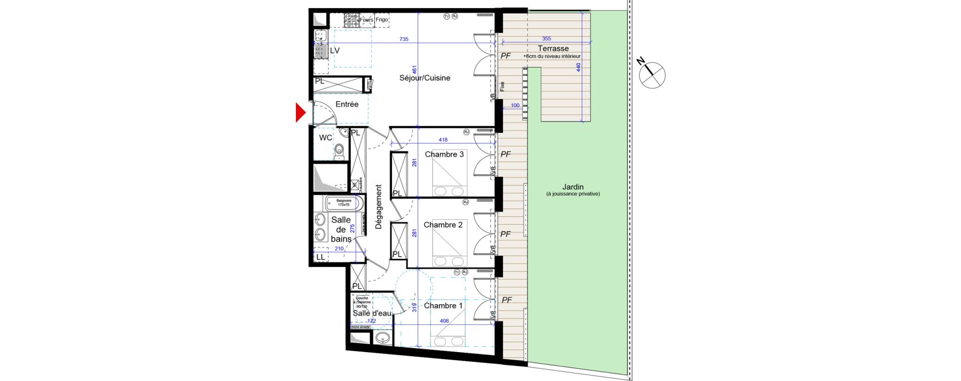 Appartement T4 de 90,10 m2 &agrave; Talence Centre