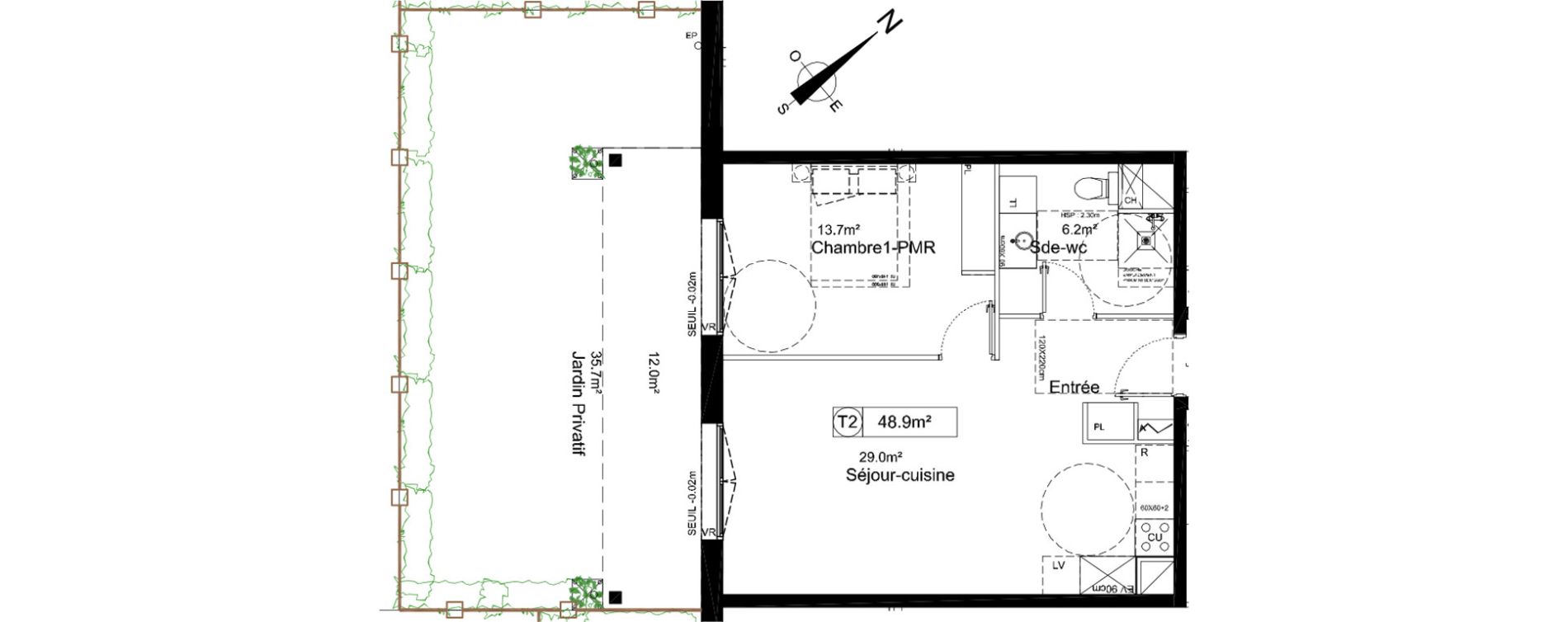 Appartement T2 de 48,90 m2 &agrave; Toulenne Centre