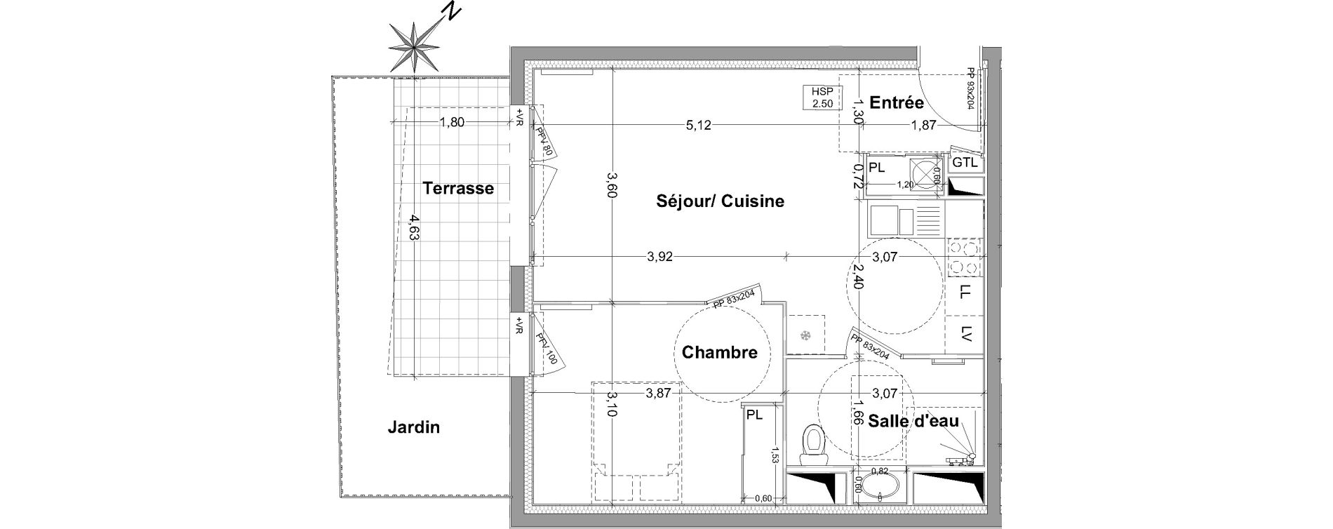 Appartement T2 de 44,75 m2 &agrave; Vayres Centre