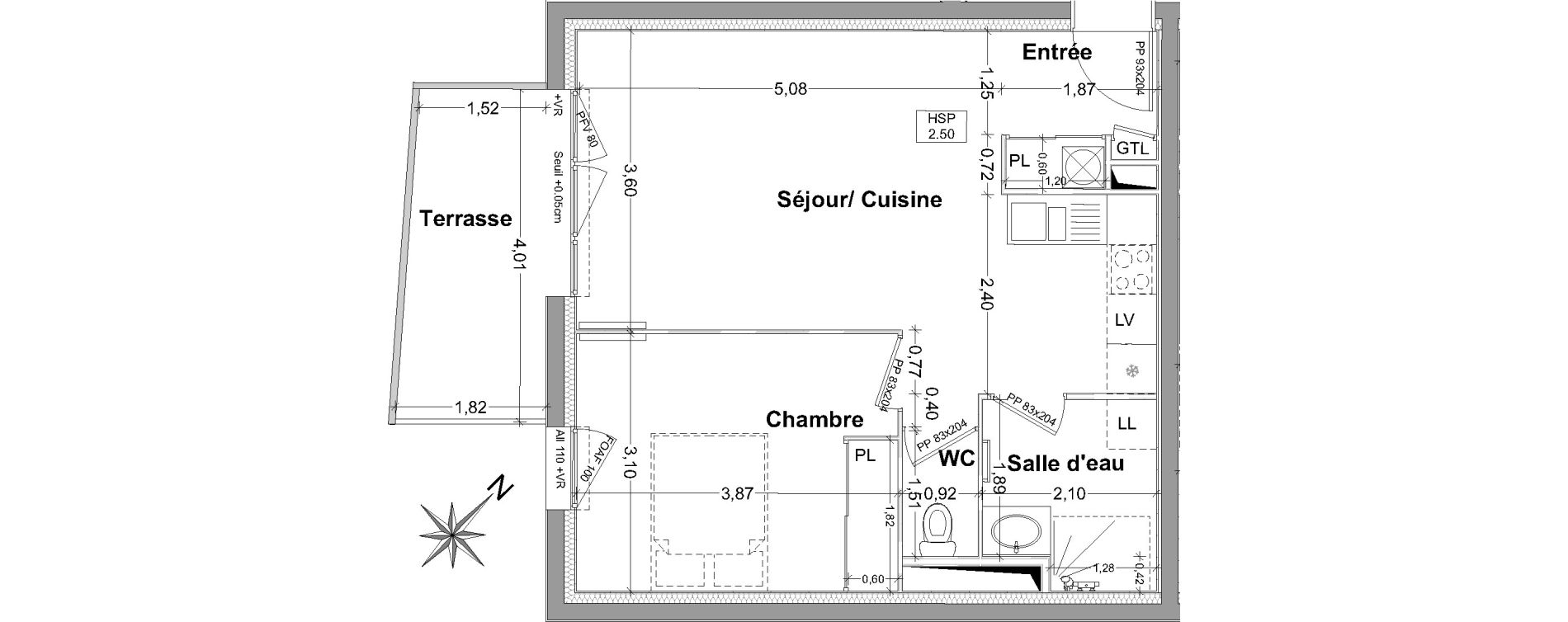 Appartement T2 de 45,49 m2 &agrave; Vayres Centre