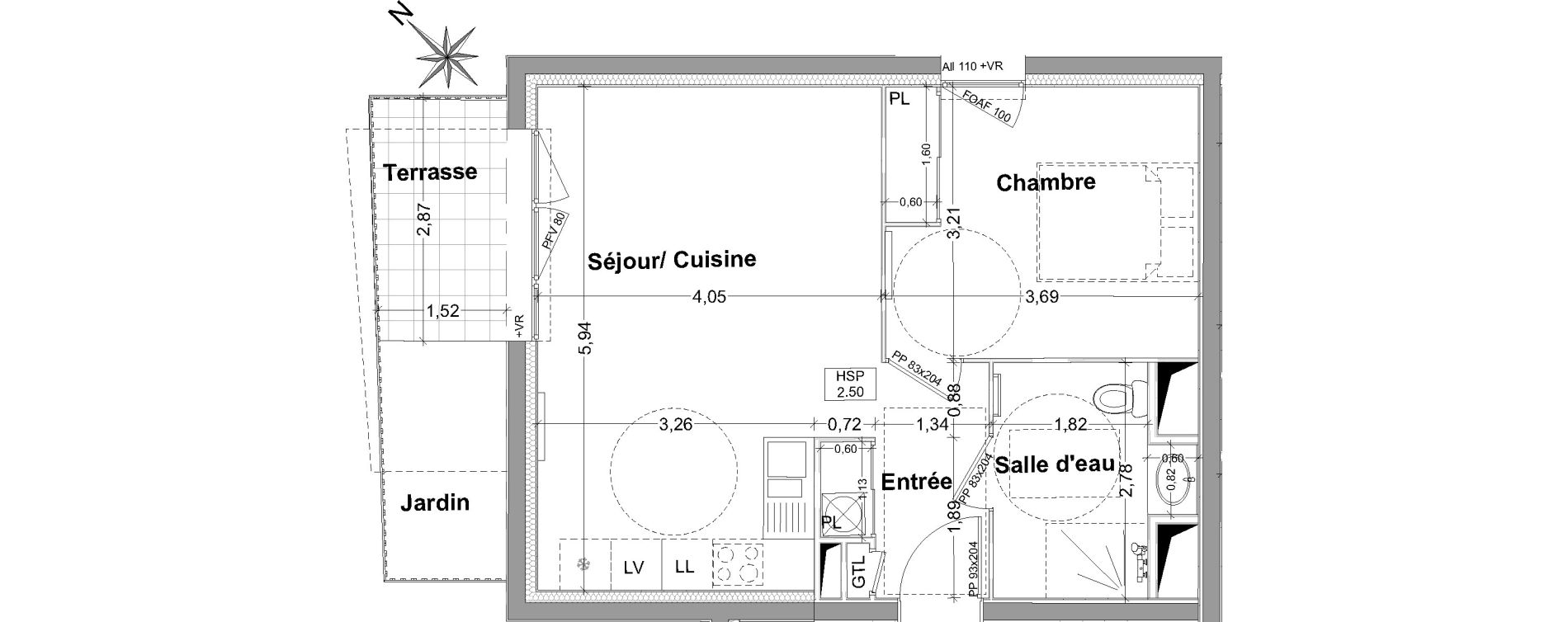 Appartement T2 de 44,45 m2 &agrave; Vayres Centre