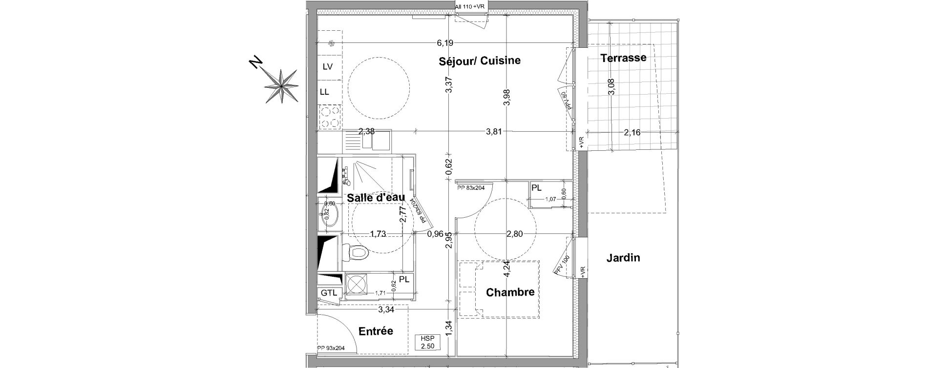 Appartement T2 de 48,80 m2 &agrave; Vayres Centre