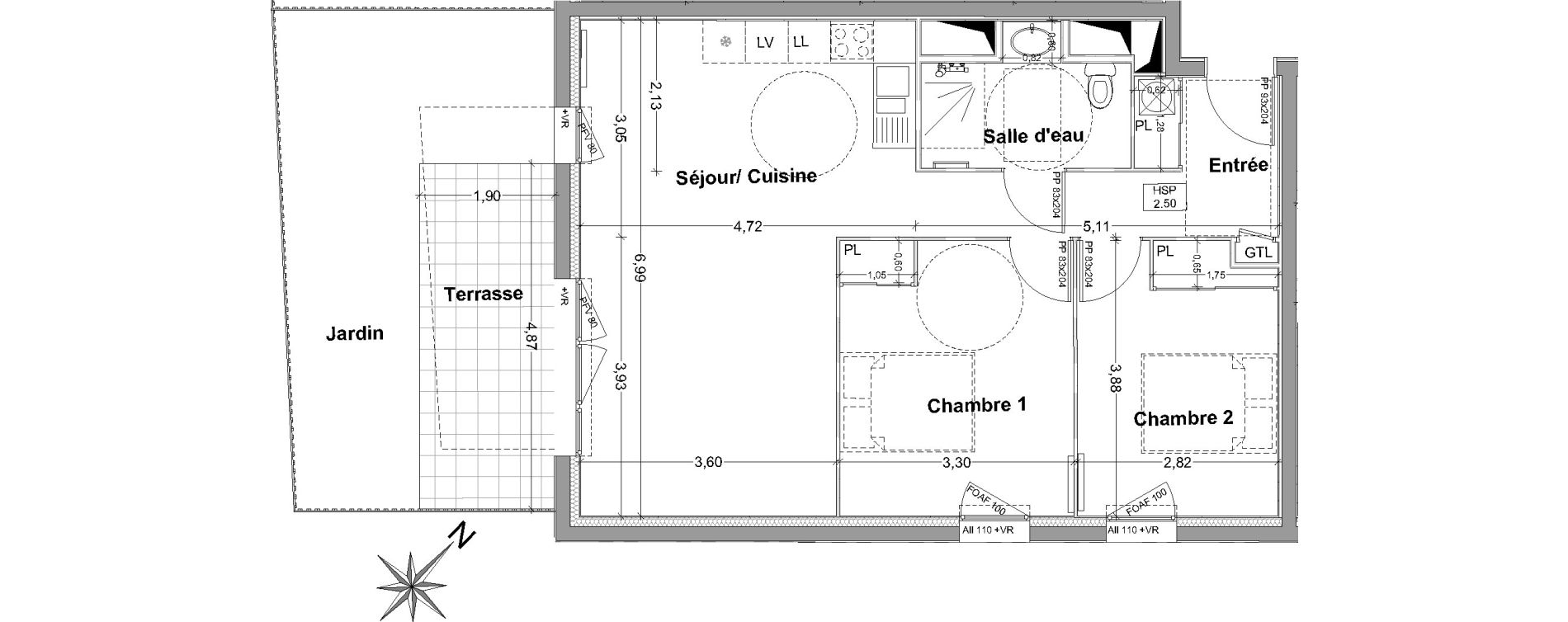 Appartement T3 de 64,44 m2 &agrave; Vayres Centre