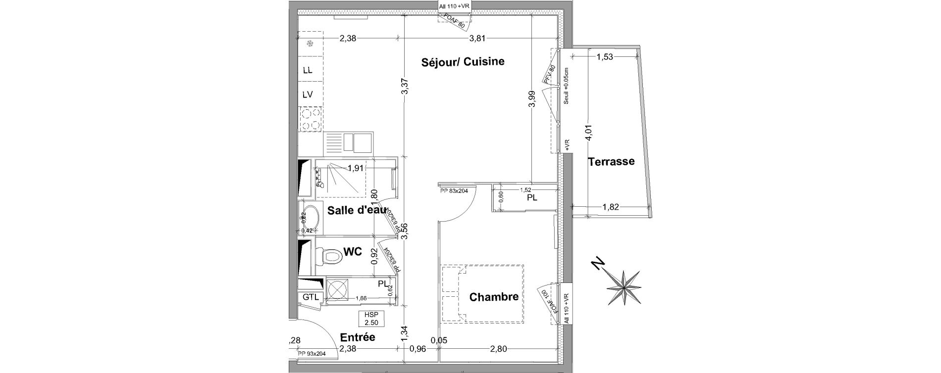 Appartement T2 de 48,70 m2 &agrave; Vayres Centre